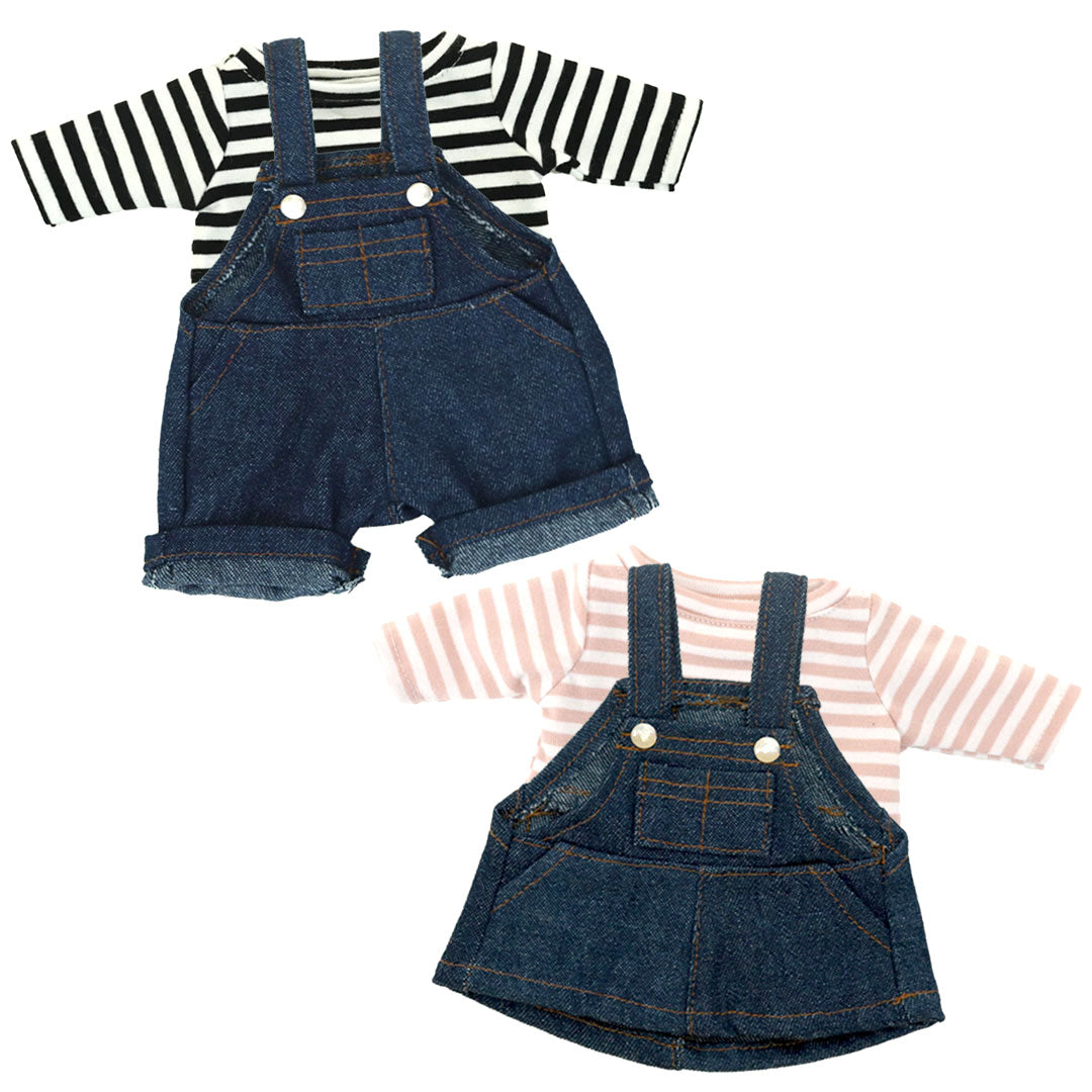 Striped T-shirt and Denim Overalls Set – Teddy Bear Life