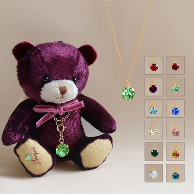 Mini Angel Bear Birthstone Collar de cristal