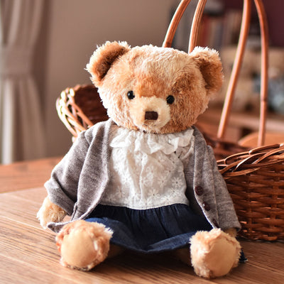 Teddy -Puppe und Strickjacken und Kleiderset