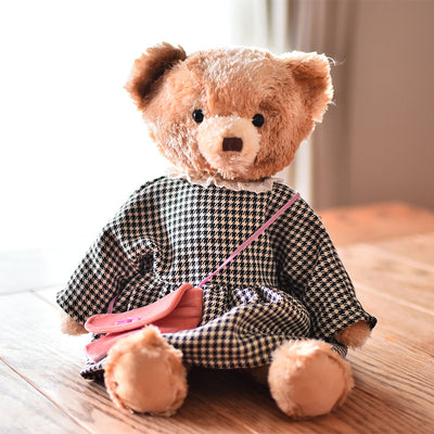 Teddy Doll und Houndstooth Check -Kleid & Taschen -Set